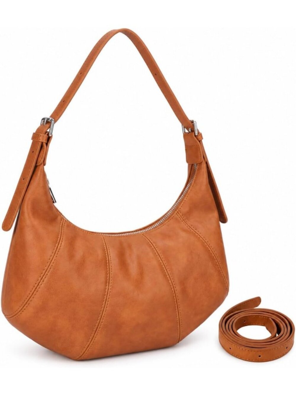 Soft Vegan Leather Slouchy Shoulder Bag - Versatile Hobo Purse & Crossbody